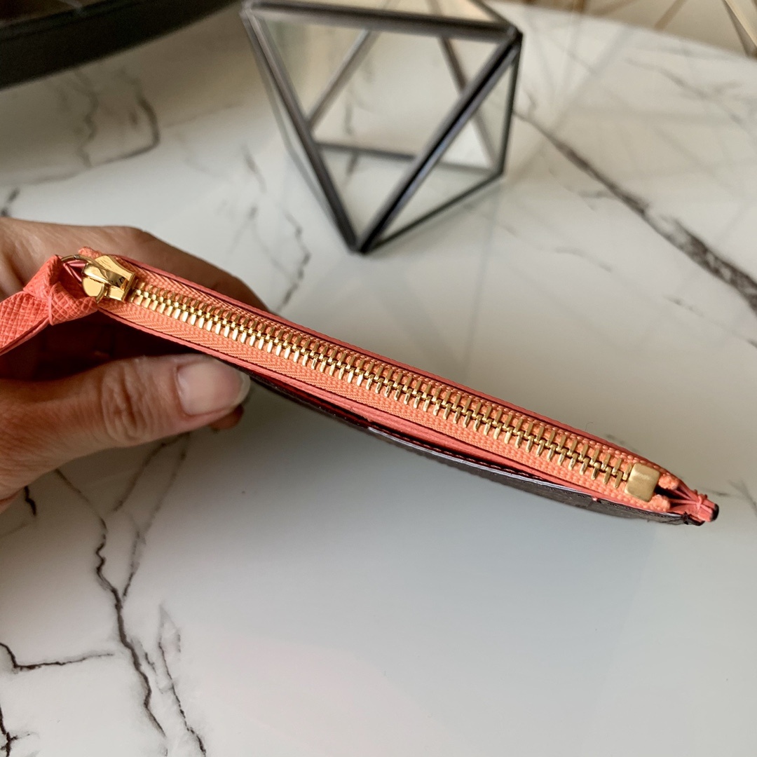 1:1 Replica Louis Vuitton Zipped Card Holder Monogram Canvas Orange For Women, Women Wallet LV - Image 5