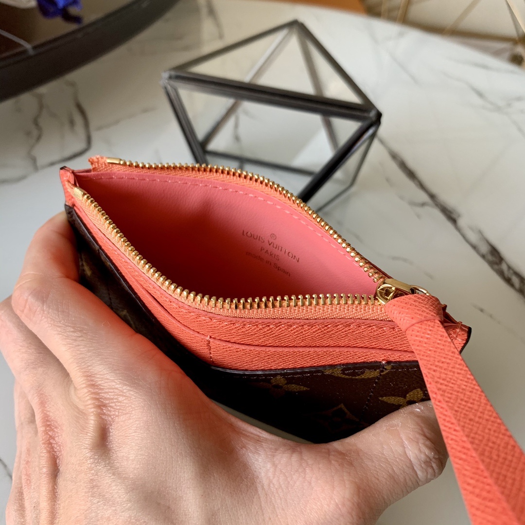 1:1 Replica Louis Vuitton Zipped Card Holder Monogram Canvas Orange For Women, Women Wallet LV - Image 6