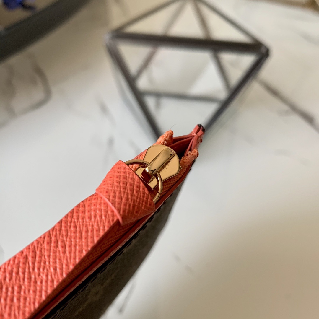 1:1 Replica Louis Vuitton Zipped Card Holder Monogram Canvas Orange For Women, Women Wallet LV - Image 4