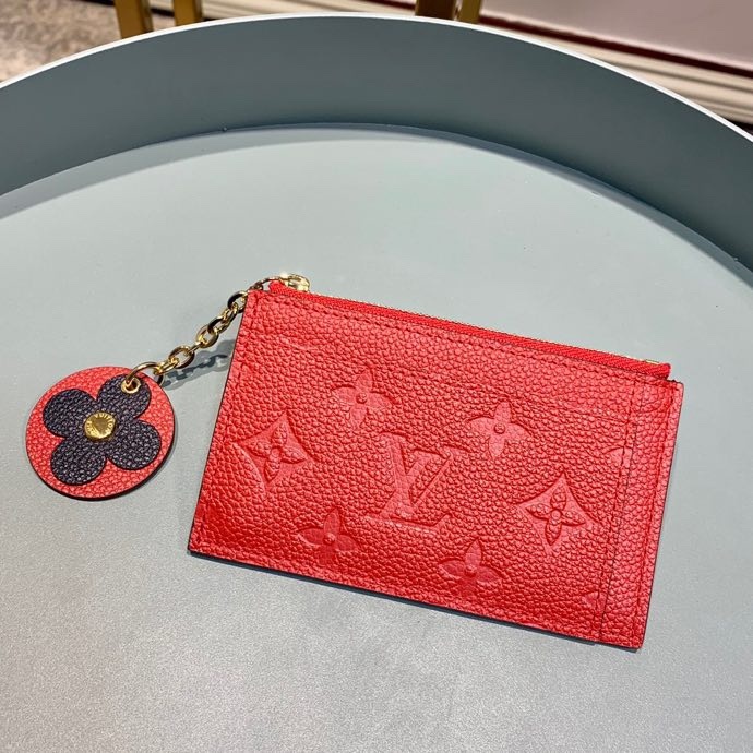 1:1 Replica Louis Vuitton Zipped Card Holder Monogram Empreinte Red For Women, Women's Wallet 5.12in/13cm - Image 6