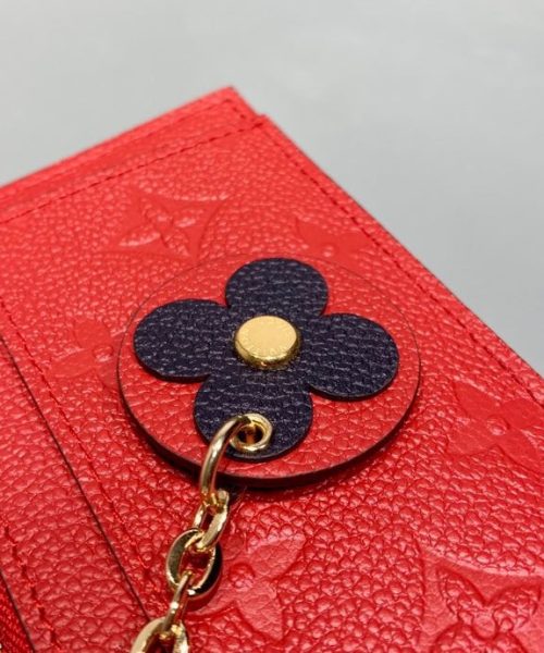 1:1 Replica Louis Vuitton Zipped Card Holder Monogram Empreinte Red For Women, Women's Wallet 5.12in/13cm