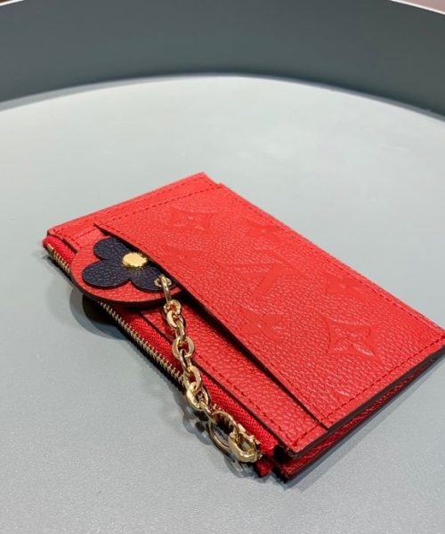1:1 Replica Louis Vuitton Zipped Card Holder Monogram Empreinte Red For Women, Women's Wallet 5.12in/13cm