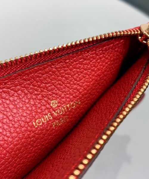 1:1 Replica Louis Vuitton Zipped Card Holder Monogram Empreinte Red For Women, Women's Wallet 5.12in/13cm