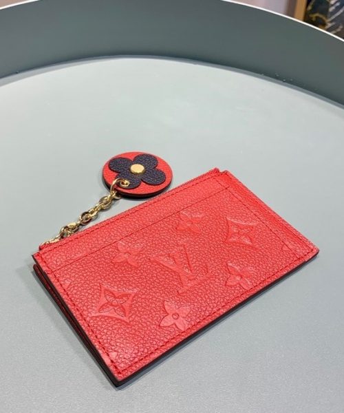 1:1 Replica Louis Vuitton Zipped Card Holder Monogram Empreinte Red For Women, Women's Wallet 5.12in/13cm