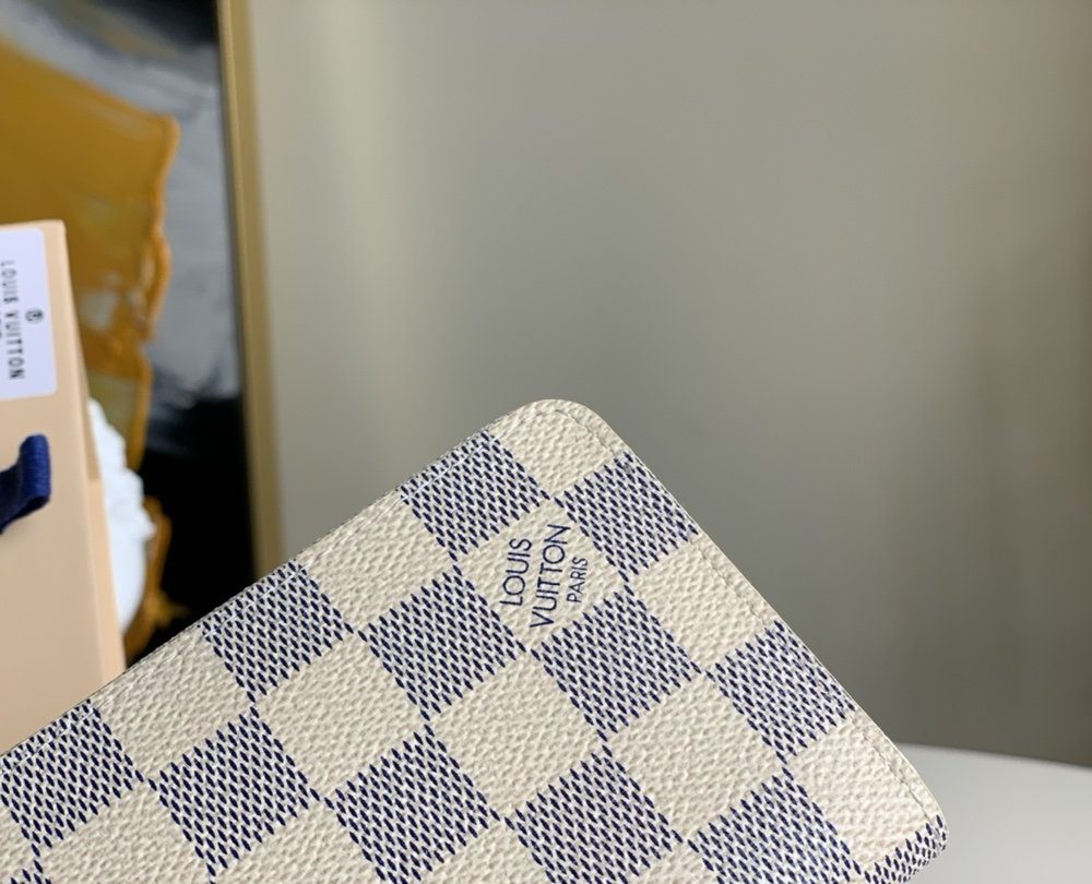 1:1 Replica Louis Vuitton Zippy Coin Purse In Damier Azur Canvas White For Women, Women's Wallet 11cm LV N60229