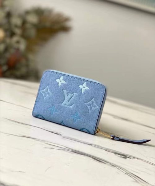 1:1 Replica Louis Vuitton Zippy Coin Purse Monogram Empreinte By The Pool For Summer Blue, Women's Wallet 11cm LV M80408