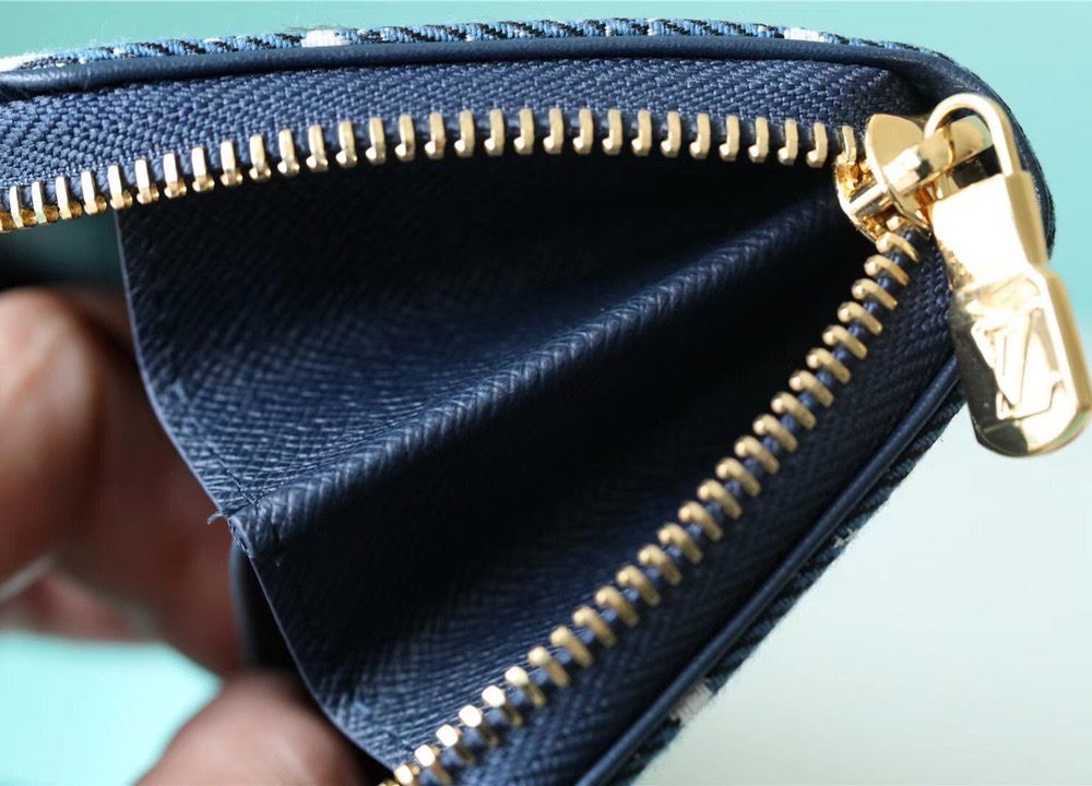 1:1 Replica Louis Vuitton Zippy Coin Purse Monogram Jacquard Denim Navy Blue For Women, Women's Wallets 4.3in/11cm LV M81185