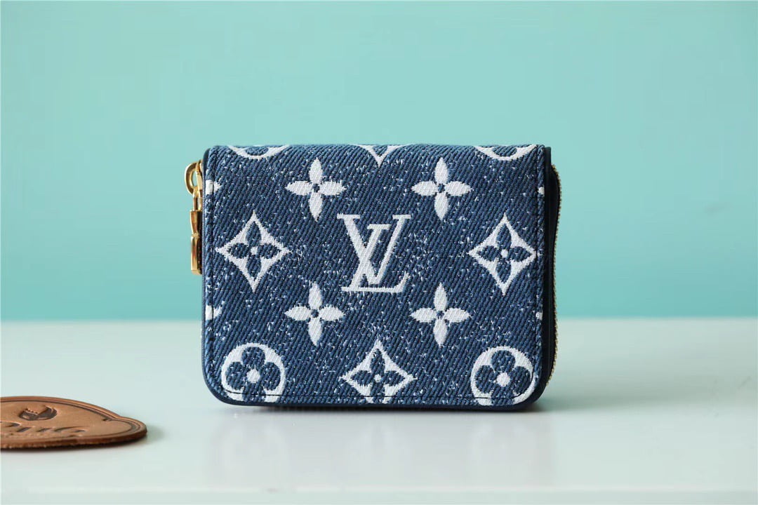 1:1 Replica Louis Vuitton Zippy Coin Purse Monogram Jacquard Denim Navy Blue For Women, Women's Wallets 4.3in/11cm LV M81185