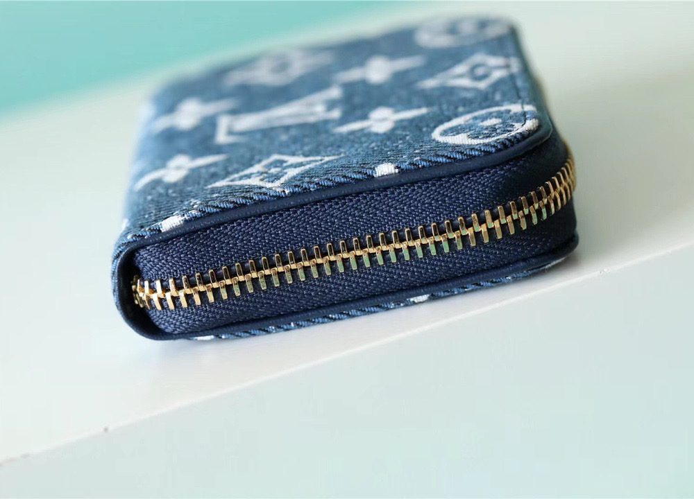 1:1 Replica Louis Vuitton Zippy Coin Purse Monogram Jacquard Denim Navy Blue For Women, Women's Wallets 4.3in/11cm LV M81185