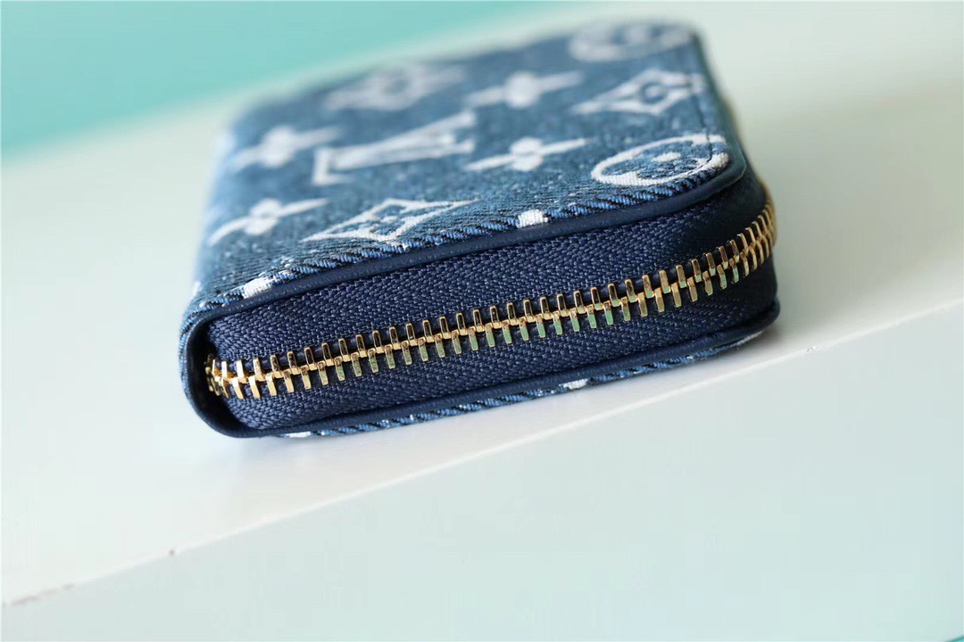 1:1 Replica Louis Vuitton Zippy Coin Purse Monogram Jacquard Denim Navy Blue For Women, Women's Wallets 4.3in/11cm LV M81185 - Image 4