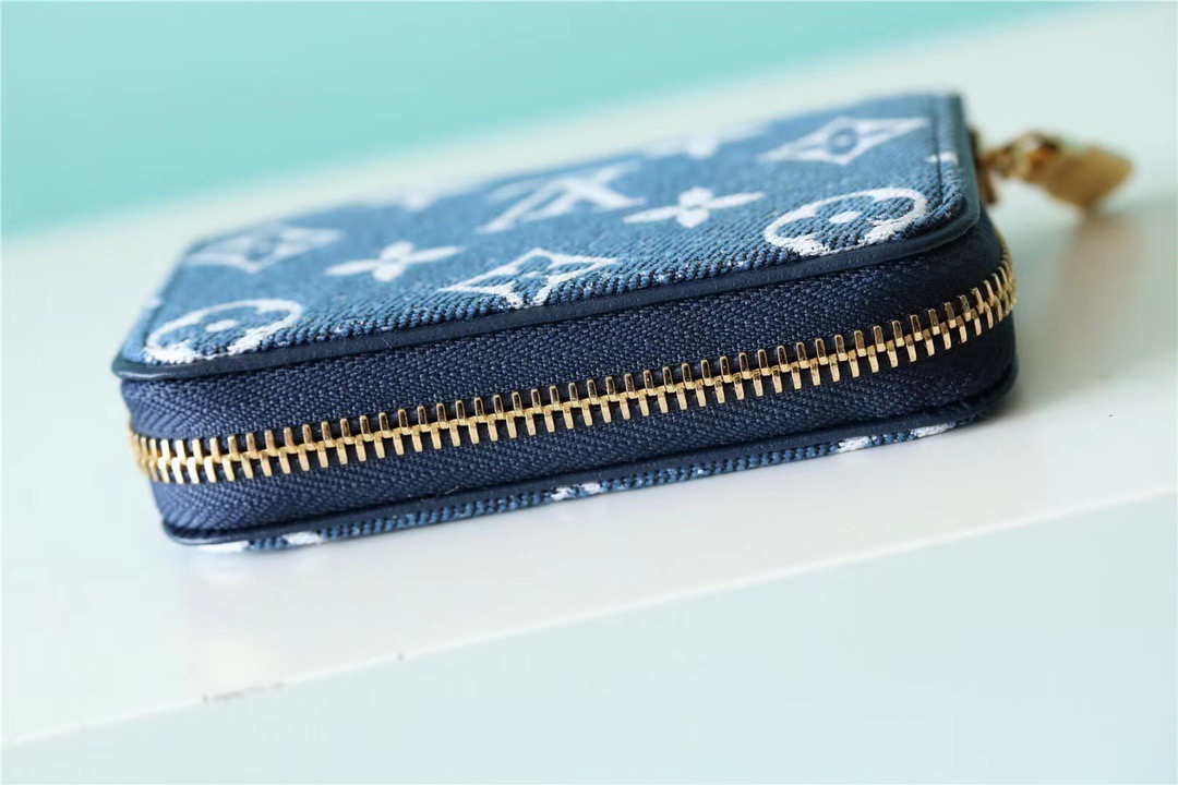 1:1 Replica Louis Vuitton Zippy Coin Purse Monogram Jacquard Denim Navy Blue For Women, Women's Wallets 4.3in/11cm LV M81185 - Image 6