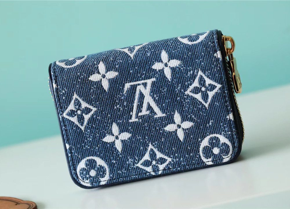 1:1 Replica Louis Vuitton Zippy Coin Purse Monogram Jacquard Denim Navy Blue For Women, Women's Wallets 4.3in/11cm LV M81185