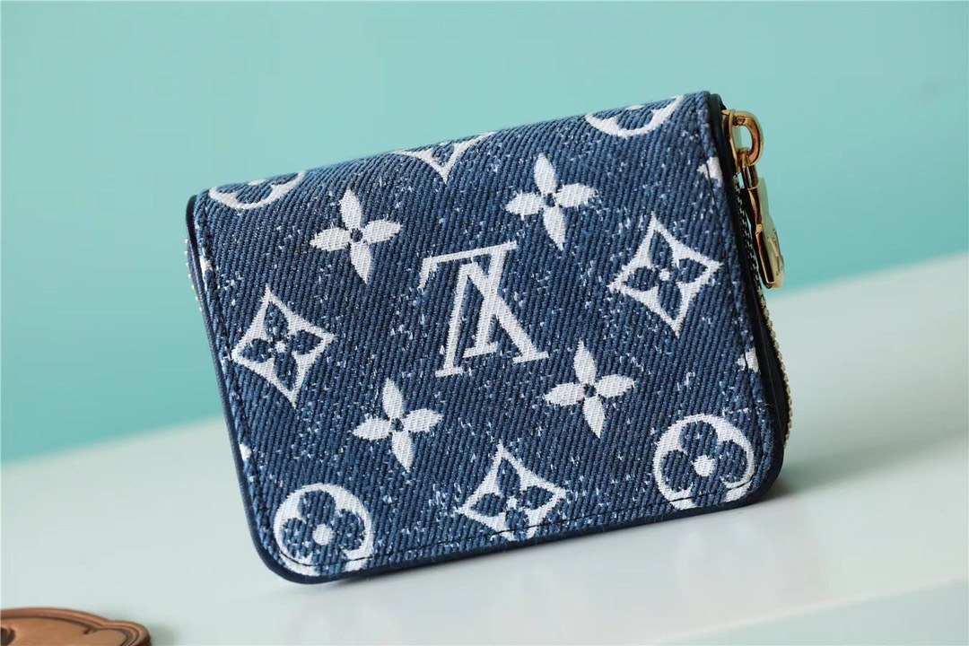 1:1 Replica Louis Vuitton Zippy Coin Purse Monogram Jacquard Denim Navy Blue For Women, Women's Wallets 4.3in/11cm LV M81185 - Image 7