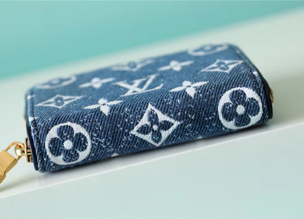 1:1 Replica Louis Vuitton Zippy Coin Purse Monogram Jacquard Denim Navy Blue For Women, Women's Wallets 4.3in/11cm LV M81185