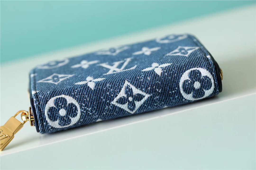 1:1 Replica Louis Vuitton Zippy Coin Purse Monogram Jacquard Denim Navy Blue For Women, Women's Wallets 4.3in/11cm LV M81185 - Image 5