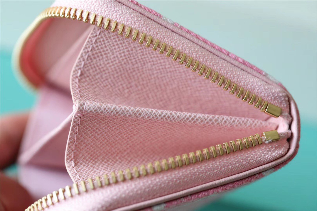 1:1 Replica Louis Vuitton Zippy Coin Purse Monogram Jacquard Denim Pink For Women, Women's Wallets 4.3in/11cm LV - Image 9