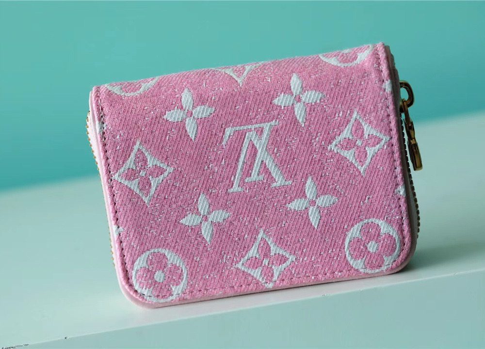 1:1 Replica Louis Vuitton Zippy Coin Purse Monogram Jacquard Denim Pink For Women, Women's Wallets 4.3in/11cm LV 