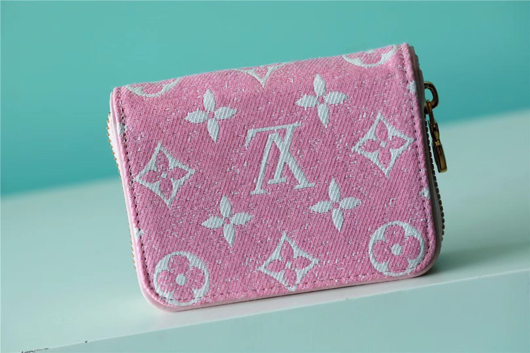 1:1 Replica Louis Vuitton Zippy Coin Purse Monogram Jacquard Denim Pink For Women, Women's Wallets 4.3in/11cm LV - Image 3