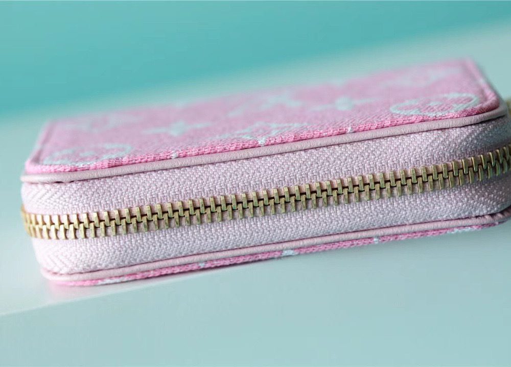 1:1 Replica Louis Vuitton Zippy Coin Purse Monogram Jacquard Denim Pink For Women, Women's Wallets 4.3in/11cm LV 
