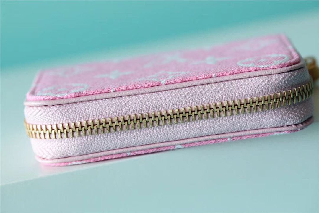 1:1 Replica Louis Vuitton Zippy Coin Purse Monogram Jacquard Denim Pink For Women, Women's Wallets 4.3in/11cm LV - Image 4