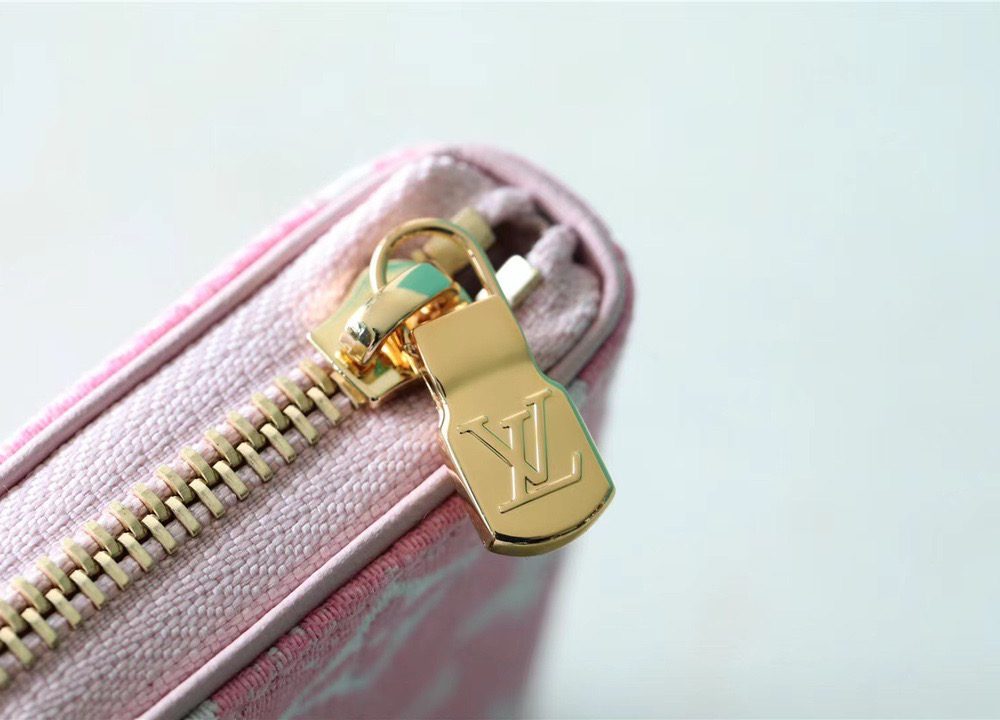 1:1 Replica Louis Vuitton Zippy Coin Purse Monogram Jacquard Denim Pink For Women, Women's Wallets 4.3in/11cm LV 