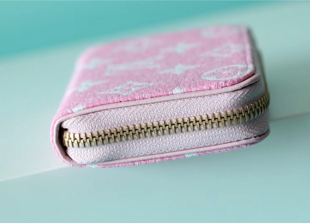 1:1 Replica Louis Vuitton Zippy Coin Purse Monogram Jacquard Denim Pink For Women, Women's Wallets 4.3in/11cm LV 