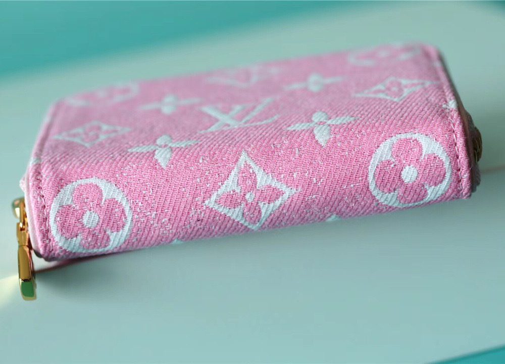 1:1 Replica Louis Vuitton Zippy Coin Purse Monogram Jacquard Denim Pink For Women, Women's Wallets 4.3in/11cm LV 