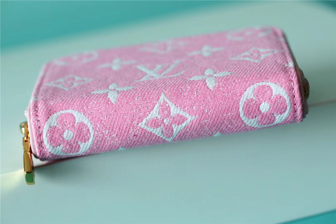 1:1 Replica Louis Vuitton Zippy Coin Purse Monogram Jacquard Denim Pink For Women, Women's Wallets 4.3in/11cm LV - Image 8