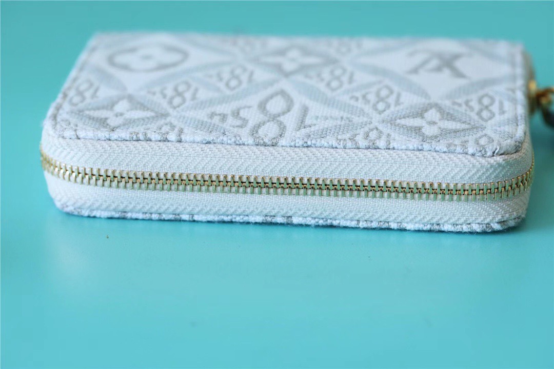 1:1 Replica Louis Vuitton Zippy Coin Purse Since 1854 Jacquard Canvas Ecru Blue For Women, Women's Wallets 4.3in/11cm LV - Image 8