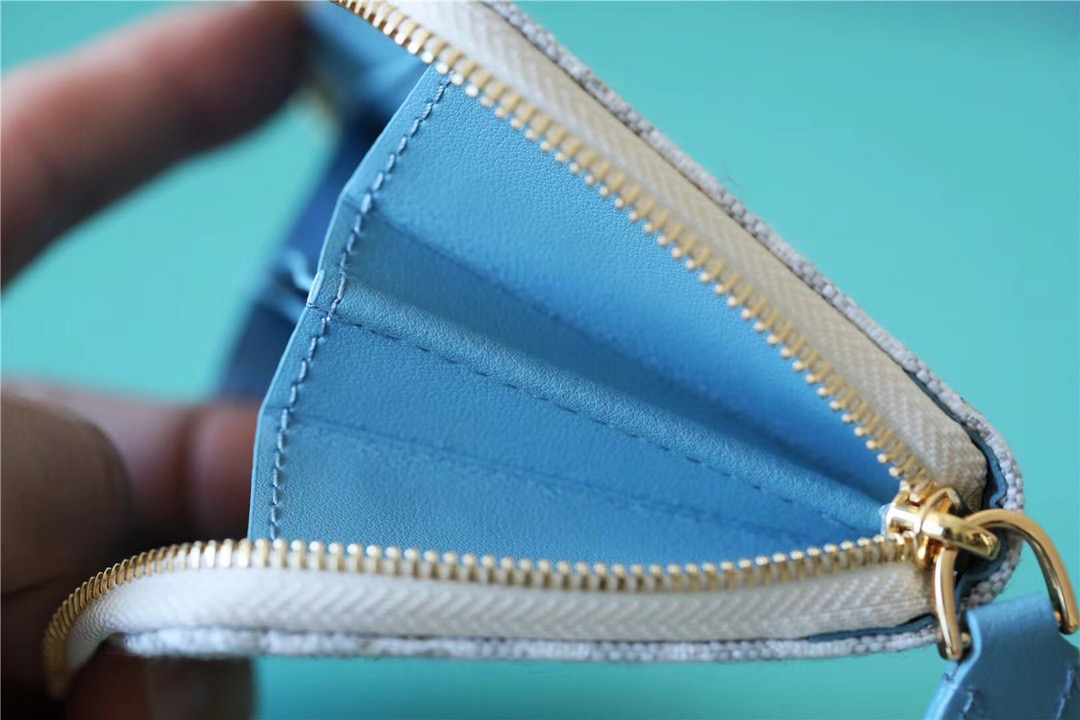 1:1 Replica Louis Vuitton Zippy Coin Purse Since 1854 Jacquard Canvas Ecru Blue For Women, Women's Wallets 4.3in/11cm LV - Image 9