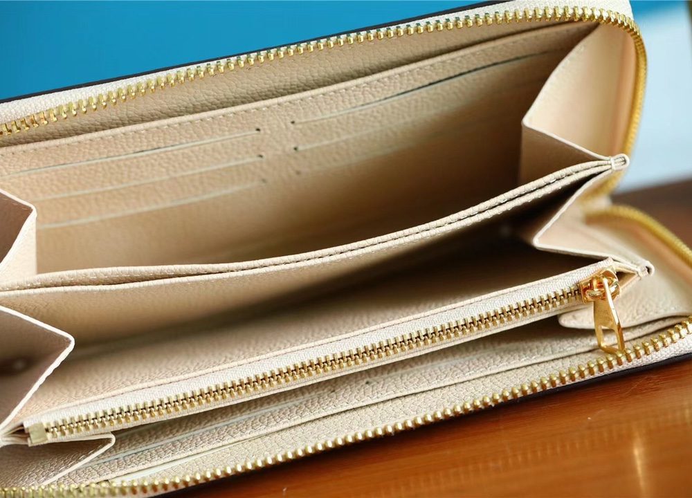 1:1 Replica Louis Vuitton Zippy Wallet Monogram Empreinte By The Pool Cream For Women, Women's Wallets 7.7in/19.5cm LV M80402