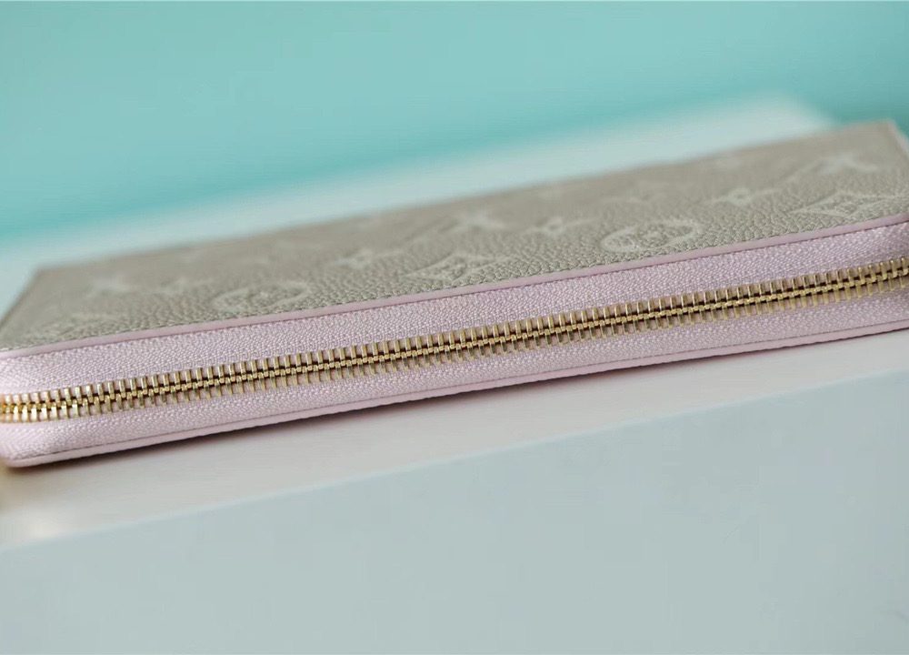 1:1 Replica Louis Vuitton Zippy Wallet Monogram Empreinte Pink / Beige / Yellow For Women, Women's Wallets 7.7n/19.5cm LV M81279