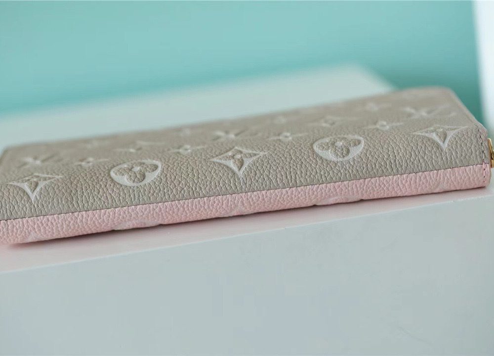 1:1 Replica Louis Vuitton Zippy Wallet Monogram Empreinte Pink / Beige / Yellow For Women, Women's Wallets 7.7n/19.5cm LV M81279