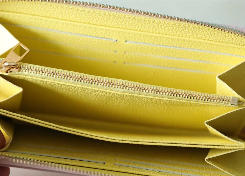 1:1 Replica Louis Vuitton Zippy Wallet Monogram Empreinte Pink / Beige / Yellow For Women, Women's Wallets 7.7n/19.5cm LV M81279