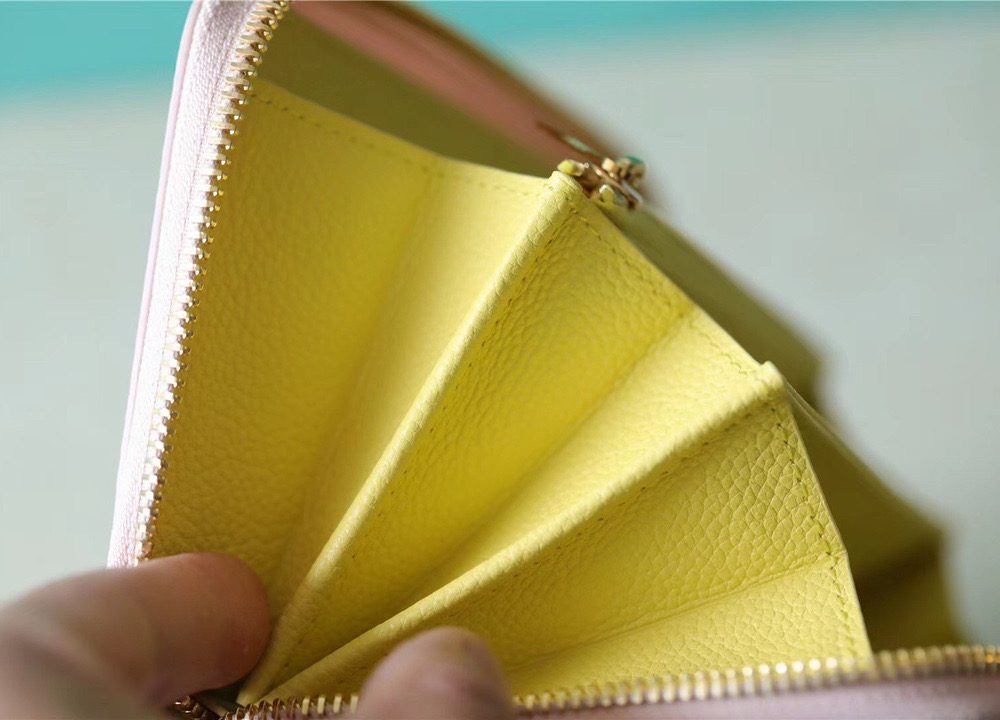 1:1 Replica Louis Vuitton Zippy Wallet Monogram Empreinte Pink / Beige / Yellow For Women, Women's Wallets 7.7n/19.5cm LV M81279