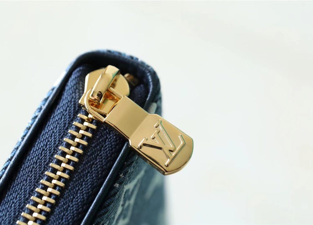 1:1 Replica Louis Vuitton Zippy Wallet Monogram Jacquard Denim Navy Blue For Women, Women's Wallets 7.7in/19.5cm LV 