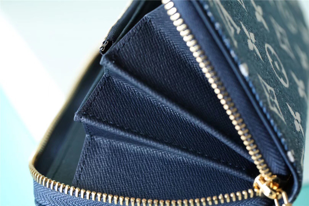 1:1 Replica Louis Vuitton Zippy Wallet Monogram Jacquard Denim Navy Blue For Women, Women's Wallets 7.7in/19.5cm LV - Image 2