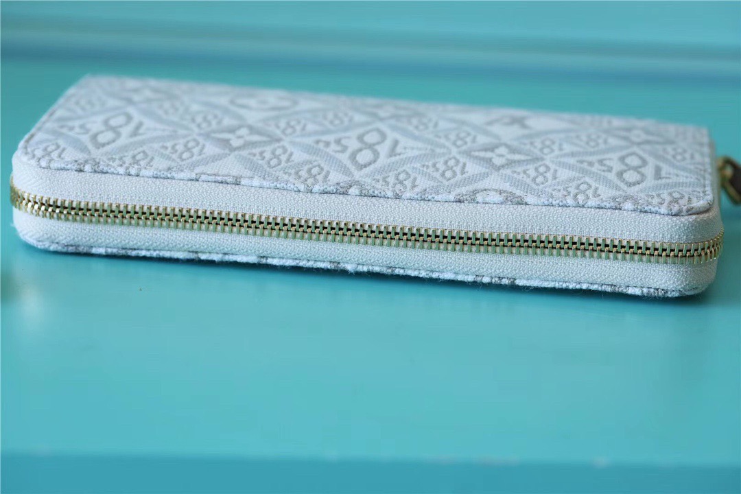 1:1 Replica Louis Vuitton Zippy Wallet Since 1854 Jacquard Canvas Ecru Blue For Women, Women's Wallets 7.7in/19.5cm LV - Image 8