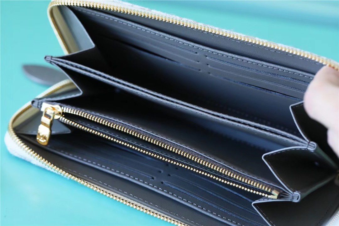 1:1 Replica Louis Vuitton Zippy Wallet Since 1854 Jacquard Canvas Ecru Blue For Women, Women's Wallets 7.7in/19.5cm LV - Image 3