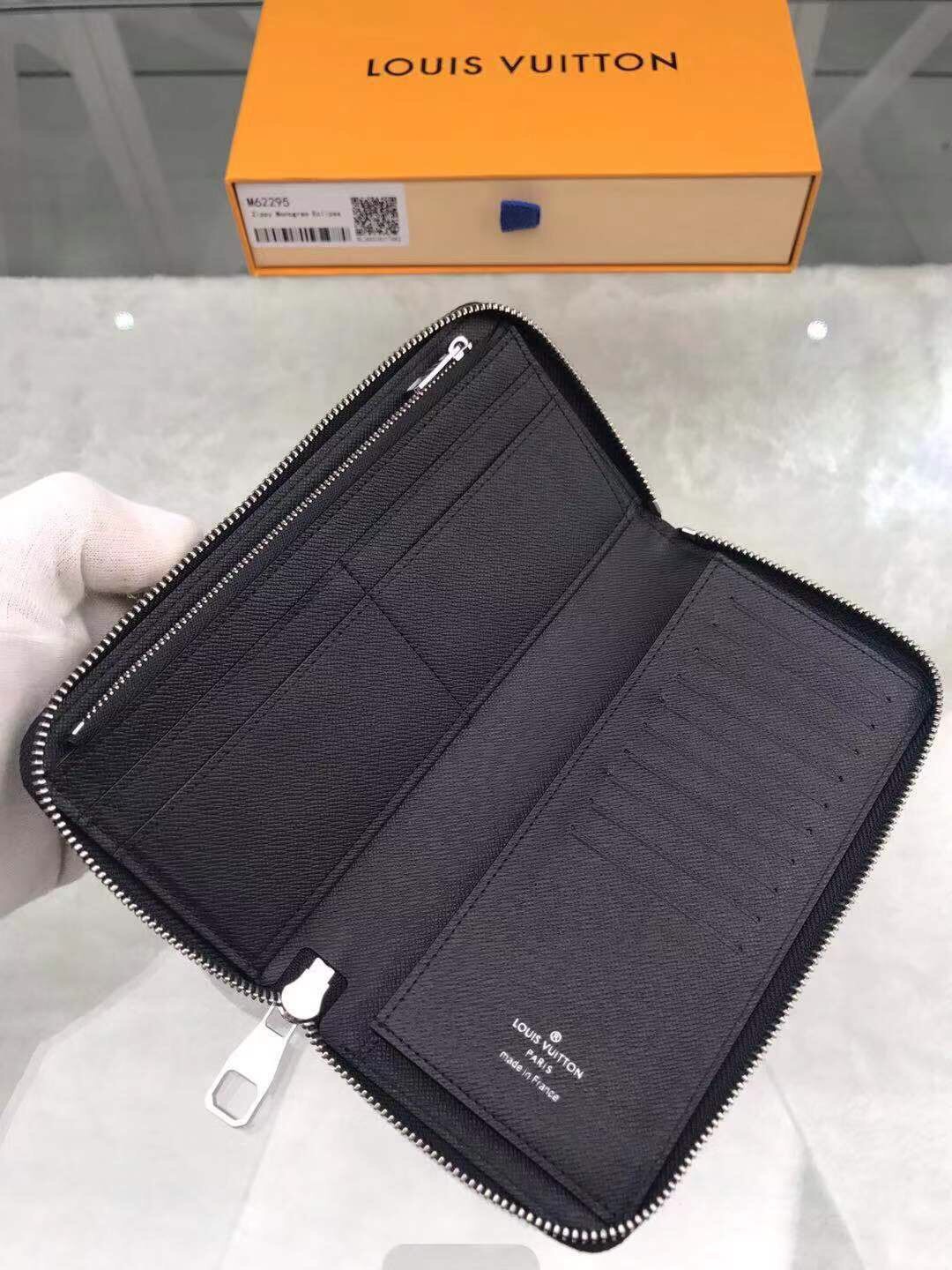 1:1 Replica Louis Vuitton Zippy Wallet Vertical Canvas Black For Men, Men's Wallet 7.9in/20cm LV M62295 - Image 2