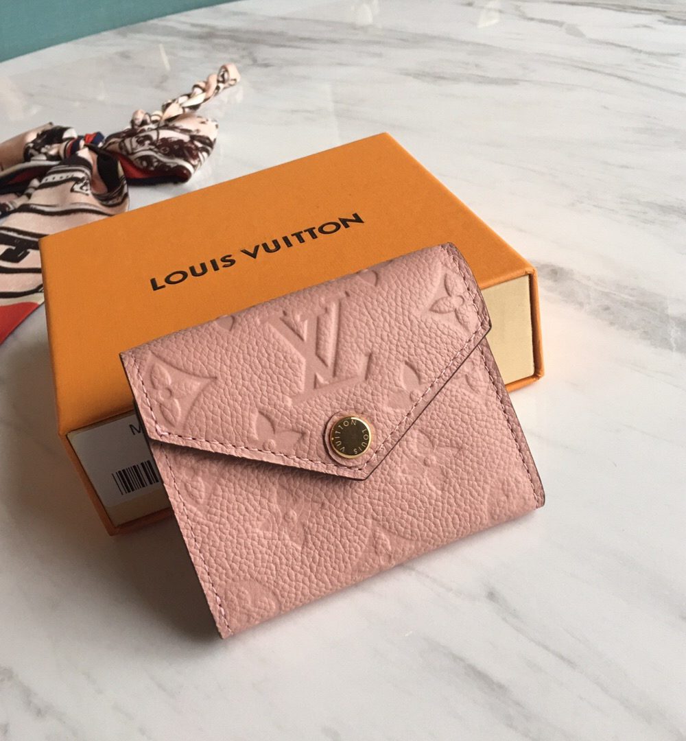 1:1 Replica Louis Vuitton Zoe Wallet Tourterelle Pink For Women, Women's Wallet 3.7in/9.5cm LV