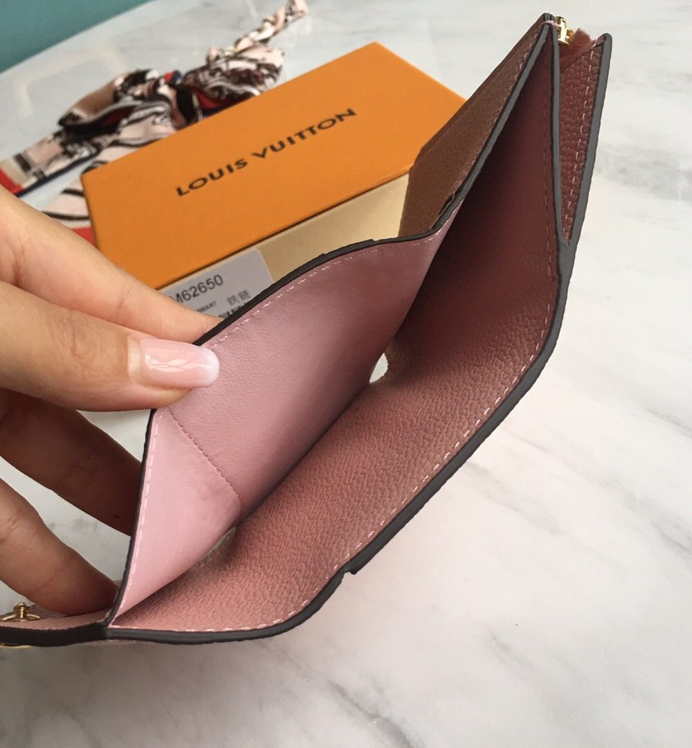 1:1 Replica Louis Vuitton Zoe Wallet Tourterelle Pink For Women, Women's Wallet 3.7in/9.5cm LV