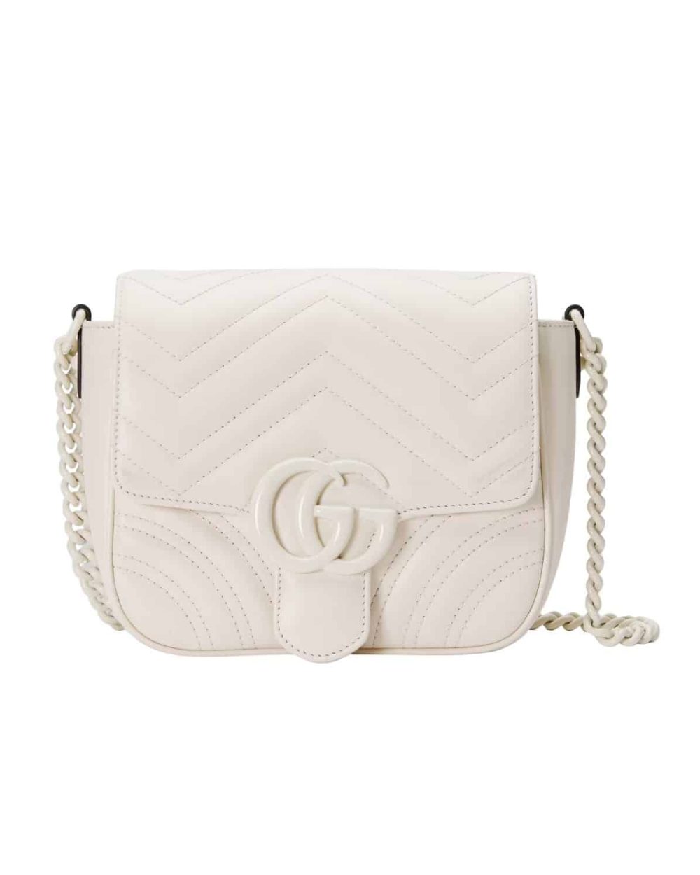 1:1 Replica Marmont Matelassé Mini Shoulder Bag White For Women ‎739681 DAAAI 9022 7in/17.8cm