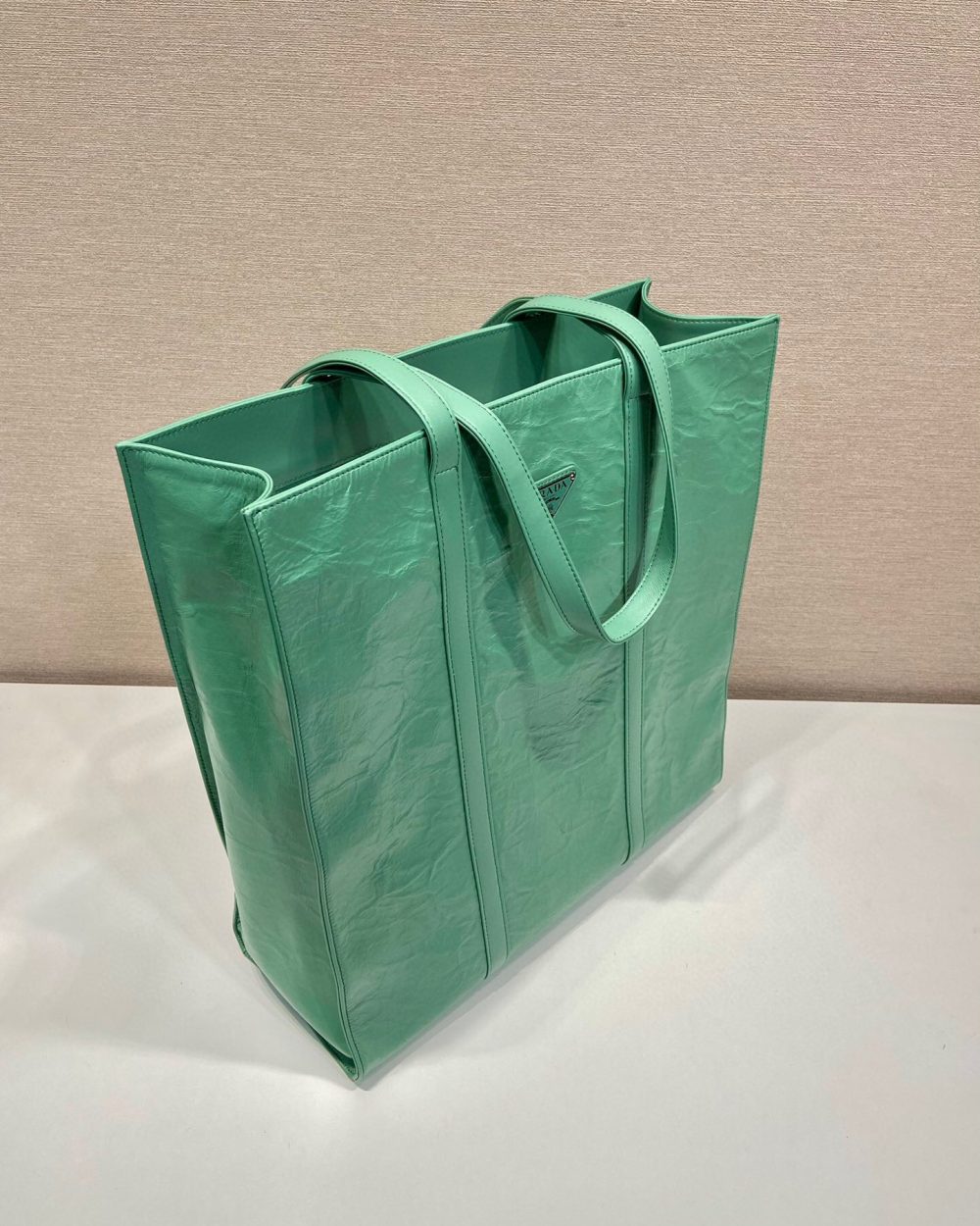 Medium Antiqued Nappa Tote Bag In Yellow/Green For Women 15.3 in/ 39cm