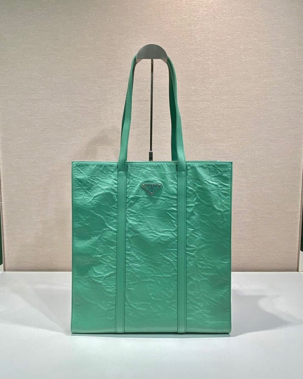 Medium Antiqued Nappa Tote Bag In Yellow/Green For Women 15.3 in/ 39cm