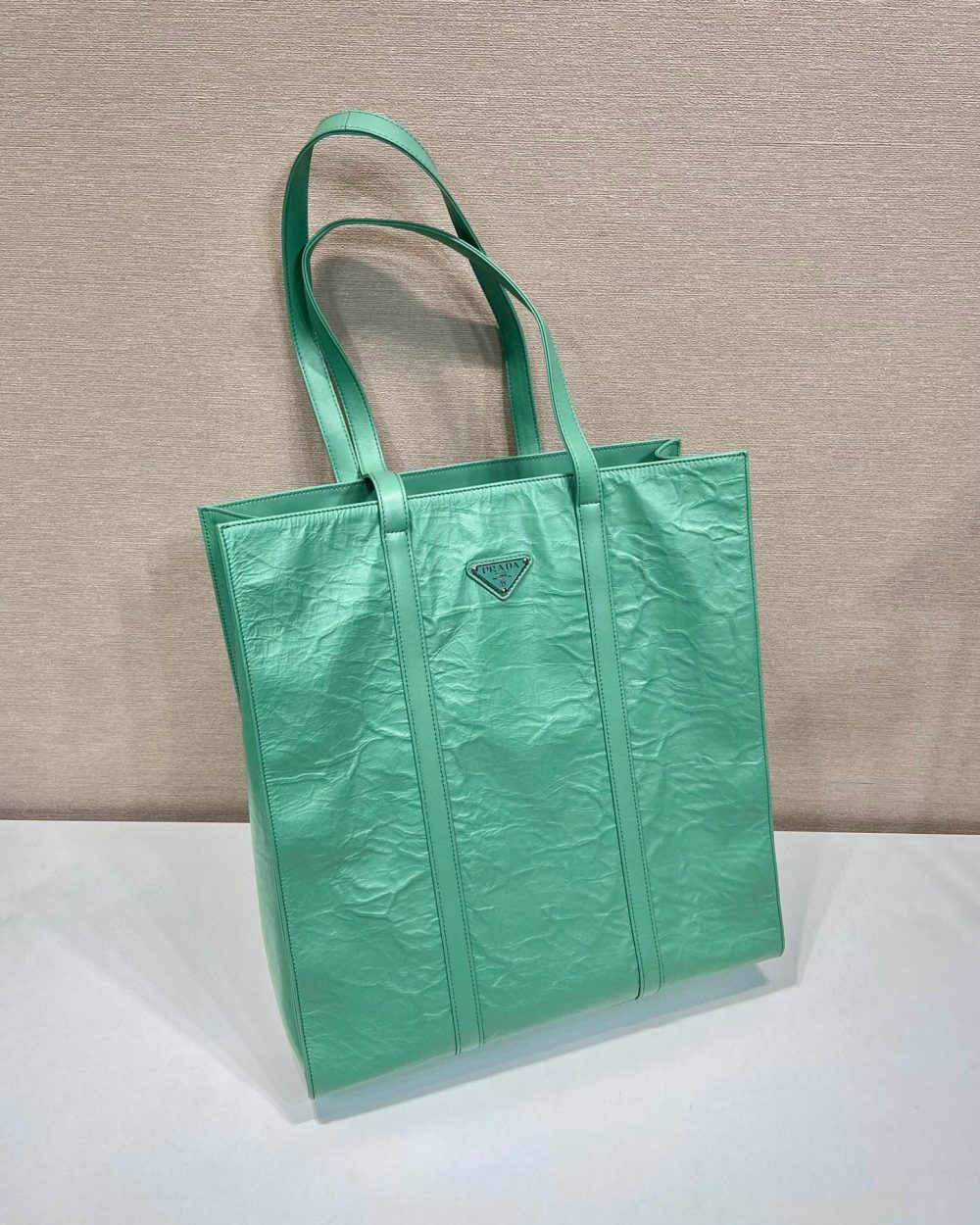 Medium Antiqued Nappa Tote Bag In Yellow/Green For Women 15.3 in/ 39cm