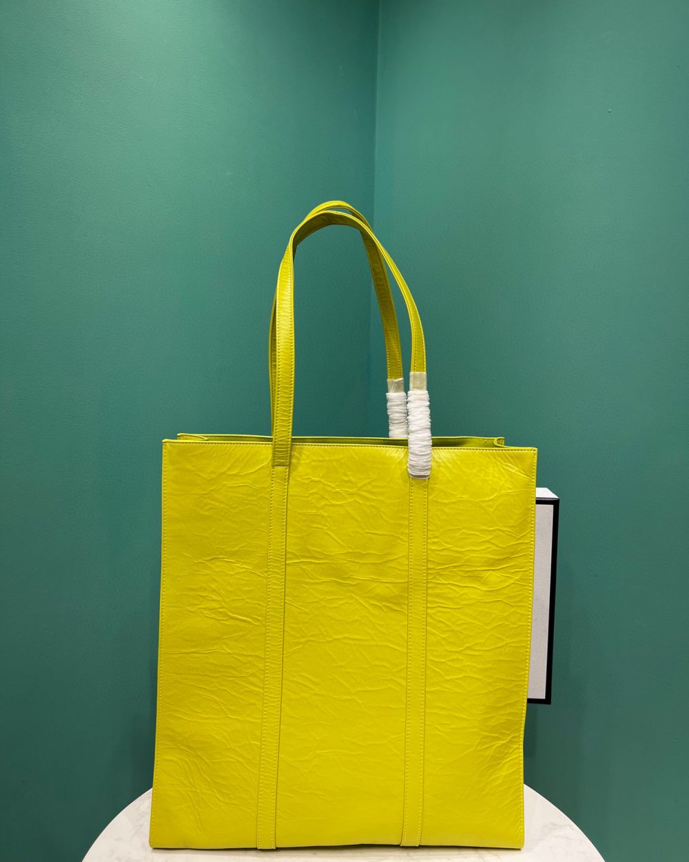 Medium Antiqued Nappa Tote Bag In Yellow/Green For Women 15.3 in/ 39cm