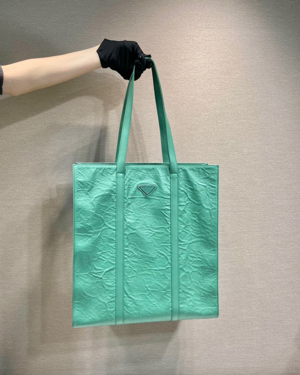 Medium Antiqued Nappa Tote Bag In Yellow/Green For Women 15.3 in/ 39cm