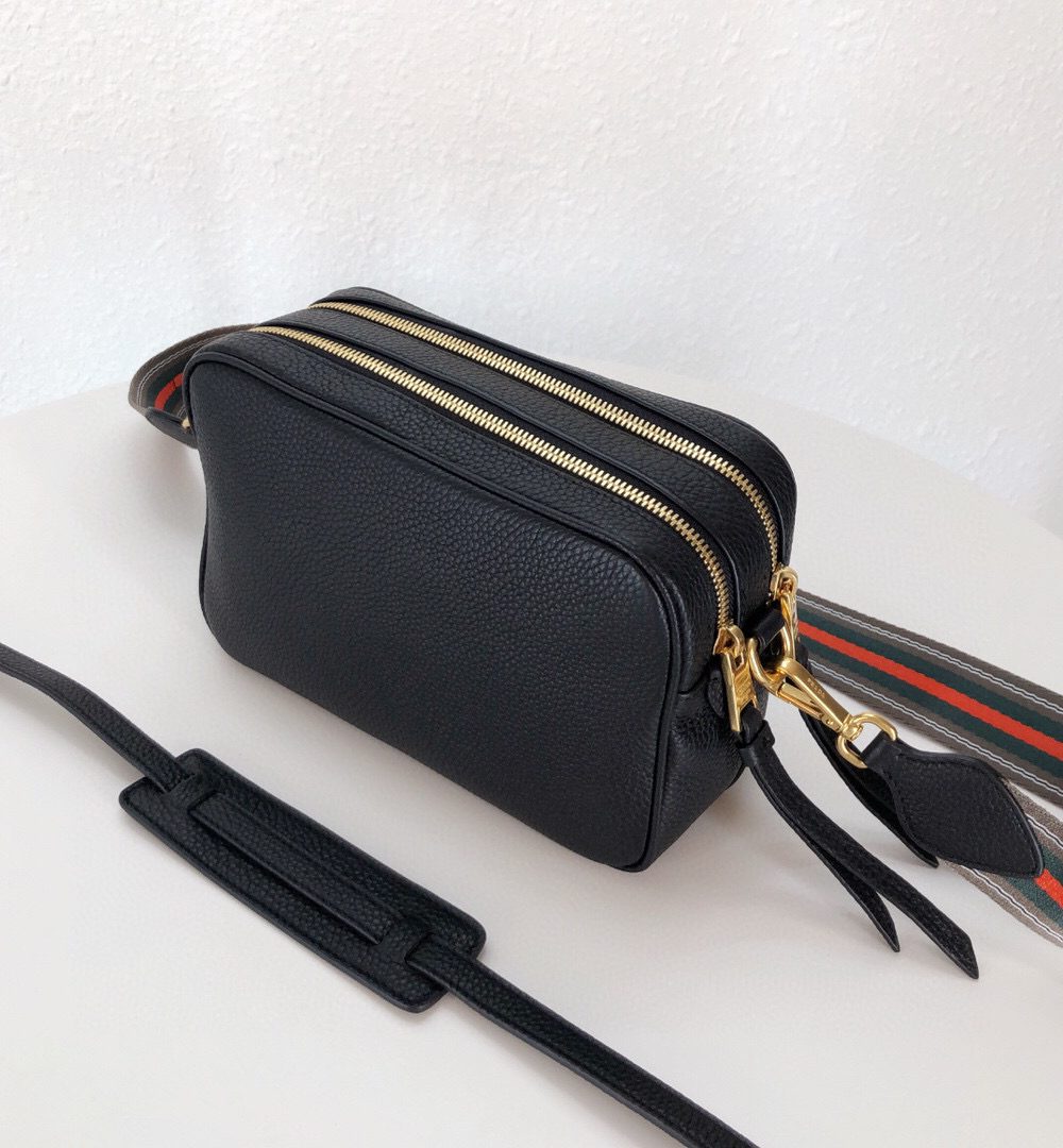 Medium Camera Bag With Gold Tone Hardware In Black For Women 8.6in/ 22cm