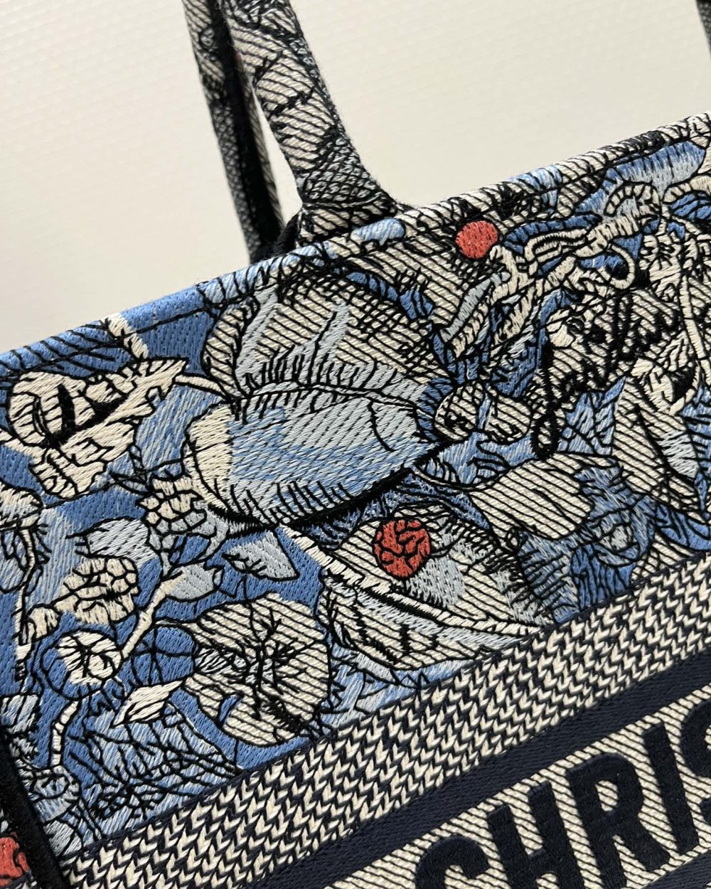 1:1 Replica Medium Dior Book Tote Denim Multicolor For Women 14in/36 cm M1296ZRZI_M49E